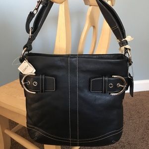 Coach Black Leather Soho Slim Duffle Shoulder Bag